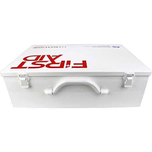 OSHA & ANSI 2 Shelf Industrial First Aid Cabinet with Pocket Liner, 75 Person, 556 Pieces, 2015 Class A+, Types I & II, Ma...