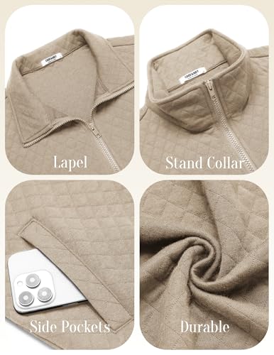 COOFANDY Mens Zip Up Sweatshirt Mock Neck Quilted Jacket Casual Lightweight Sweater Jackets with Pocket