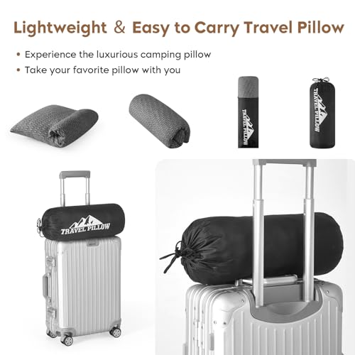 PEUJEW Small Shredded Memory Foam Pillow, Camping Pillow Travel Pillow - Compressible Medium Firm, Breathable Cover, Ideal...