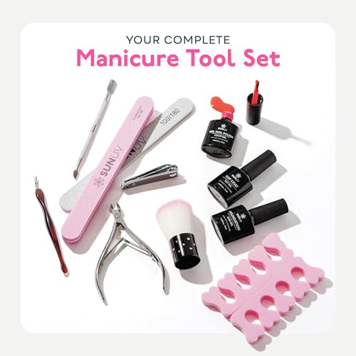SUNUV Gel Nail Polish Kit with UV Light for Nails SUN2C 16 Colors Gel Polish Sets, Base and Top Coat with 8 PCS Manicure T...