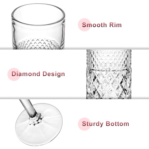 Cambareign Champagne Flutes Set of 4, 7oz Square Champagne Glasses, Lead-free Crystal Champagne Flute Glass, Unique Gift f...