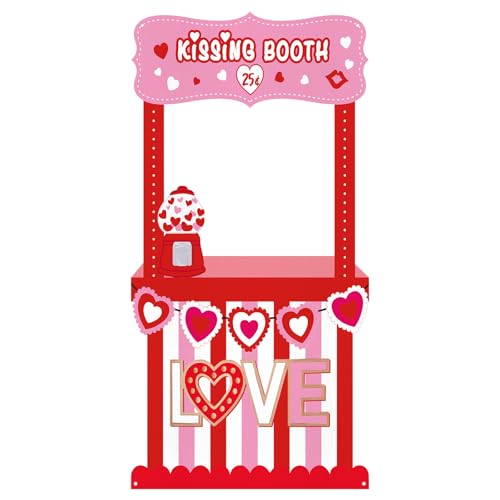 Chunful Valentine's Day Photo Booth Life Size Chalkboard Kissing Booth Standup Kit 58 Inches Fabric Large Valentines Day P...