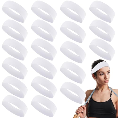 Hotop 20 Pcs Sport Stretchy Headbands for Girls Women Non Slip Soft Fabric Elastic Headband Bulk for Yoga DIY Team Gifts
