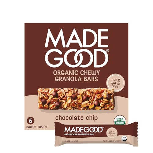 MadeGood Chocolate Chip Granola Bars, 6 Healthy Snack Bars, 0.85 oz Each