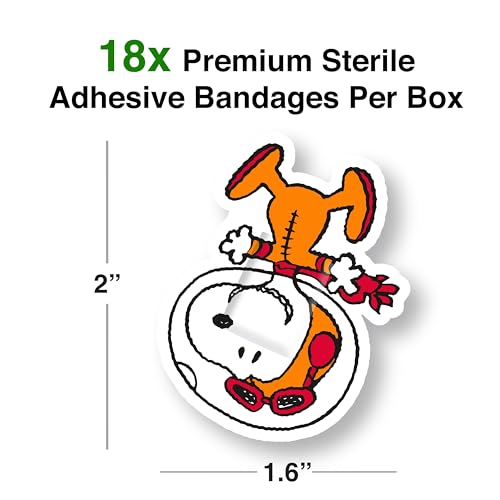GAMAGO Peanuts Adhesive Bandages - 18 Self-Adhesive Bandages for Kids, Parents & Snoopy Fans, Sterile, Latex-Free, Easily ...