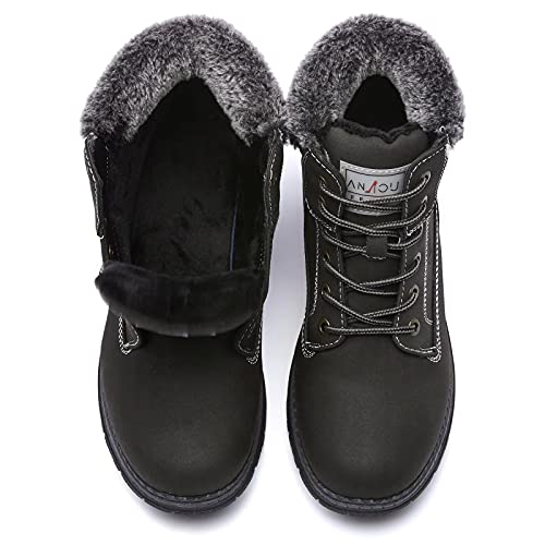 ANJOUFEMME Womens Hiking Snow Winter Boots - Waterproof Work Ankle Boots for Women Comfortable Warm Fur Boots for Backpack...