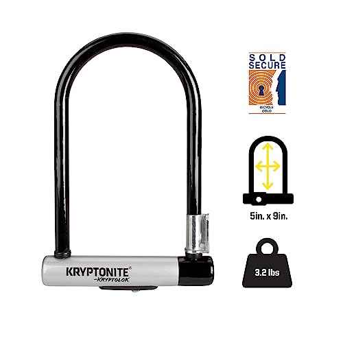 Kryptonite Kryptolok ATB Bike U-Lock, Heavy Duty Anti-Theft Sold Secure Gold U Lock, 12.7mm Shackle with Mounting Bracket and Keys, High Security Lock for Wide Tires E-Bike Scooter Road Mountain Bike