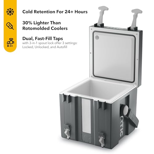 RTIC Halftime Water Cooler Portable Carrier Container, Drink Beverage Dispenser, Stackable with 2 Taps, Bottleless, BPA-Fr...