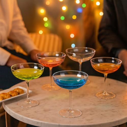 LemonRoad 12 Pcs Detachable Martini Glasses 9oz Disposable Plastic Coupe Cocktail Dessert Glassware Set for Champagne Wine...