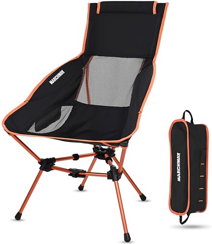 MARCHWAY Lightweight Folding High Back Camping Chair with Head Support, Stable Portable Compact for Outdoor Camp, Travel, ...
