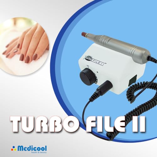 Medicool TurboFile II Electric Nail File -White Lightweight 30,000 RPM Quiet No Vibration Locking Chuck 3/32 Tools | TURBOFLEII