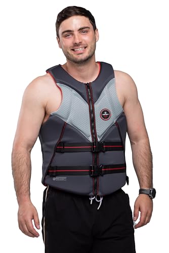 O'Brien Mens Aviator USCGA Neoprene High Performance Life Jakcet for Skiing, Surfing, Wakeboard & PWC
