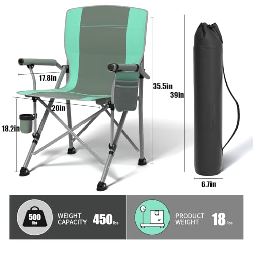 Oversized Camping Chair for Adults Heavy Duty,Heavy Duty Lawn Chair with Side Pockets，Outdoor Camping, Fishing, Beach,Hiki...
