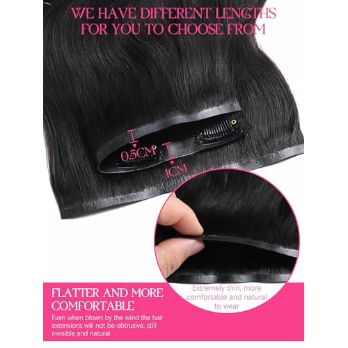 Lacer Body Wave Clip in Hair Extensions Real Human Hair, Seamless 22 Inch 7 Pcs 115g Wavy Human Hair Clip in Extensions for Women Natural Black