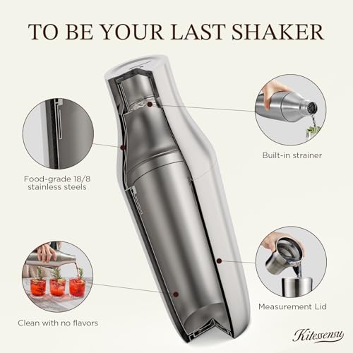 Kitessensu Hybrid Cocktail Shaker | Vacuum Insulated Stainless Steel Martini Shaker with Double Wall Martini Cup | Integra...