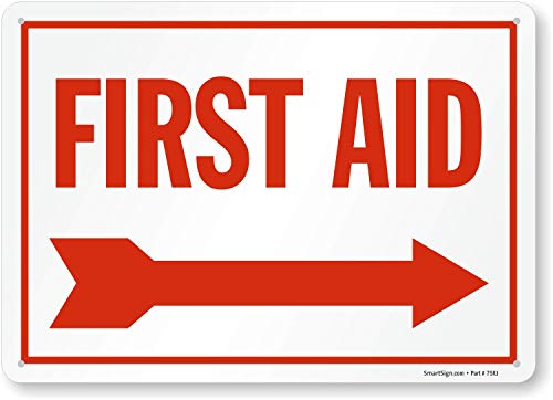 SmartSign "First Aid" Sign with Right Arrow | 10" x 14" Aluminum
