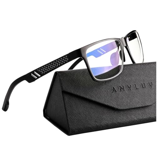 ANYLUV Blue Light Blocking Glasses Men Computer Gaming Glasses Lightweight Al-Mg Metal Anti Eyestrain Eye Protection