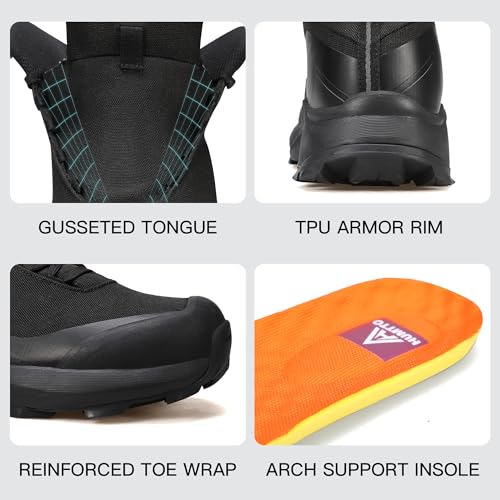 HUMTTO Men's Waterproof Hiking Boots Lightweight Breathable Mid Ankle Trekking Trail Shoes Anti-Slip Work Boots for Backpa...