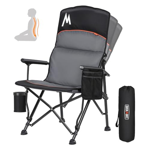 Overmont Back Support Camping Chair for Adults - Oversized with High Backrest - Heavy Duty Folding Chair Supports 450 LBS...