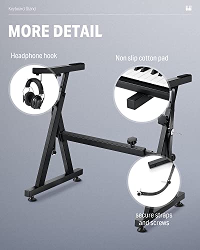 Donner Keyboard Stand, Z-style Heavy-Duty Piano Stand, Adjustable and Portable Piano Keyboard Stand, Suitable for 54, 61 a...
