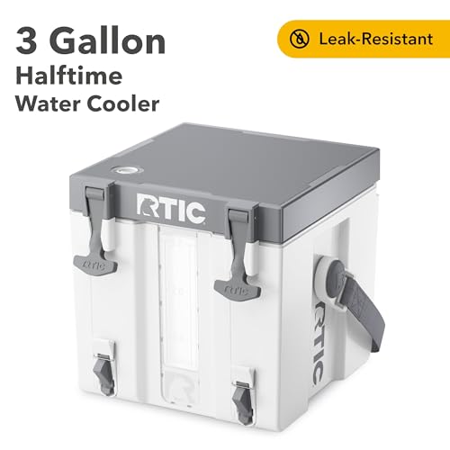 RTIC Halftime Water Cooler 3 Gallon Portable Carrier Container, Drink Beverage Dispenser, Stackable with 2 Taps, Bottleles...