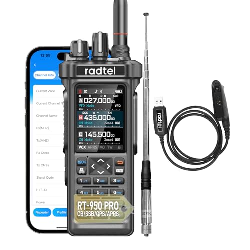 Radtel RT-950 Pro Ham Radio 10W Walkie Talkie Long Range Handheld Two Way Radio, GPS/APRS, Wireless Bluetooth Programming,...