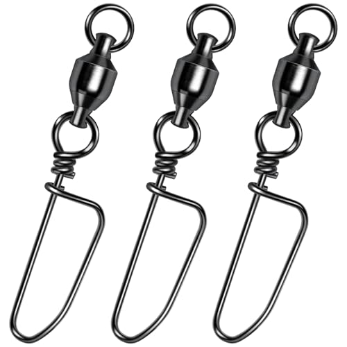 Alwonder 20-Pack Ball Bearing Swivels with Snaps, Fishing Snap Swivels Fishing Tackle Saltwater Freshwater Coastlock Snaps...