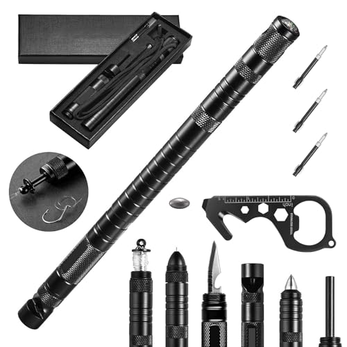 Outdoor Emergency Tactical Pen - 10-in-1 Multi-Functional Survival Tool with Compass, Fire Starter, Window Breaker, Whistl...