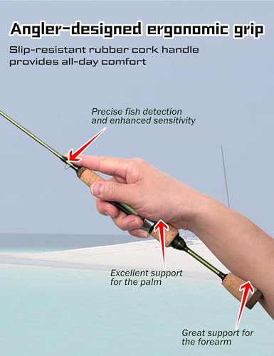 LITTMA Wild Streams Ultralight Spinning&Casting Trout Rod, 2-Piece Fishing Rod for Crappie, Panfish & Micro Fishing, Green...