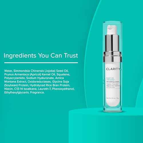 ClarityRx Easy On The Eyes Smoothing Eye Cream, Natural Plant-Based Anti-Aging Under Eye Cream for Dark Circles, Contains Hyaluronic Acid, Paraben & Cruelty Free (0.5oz)
