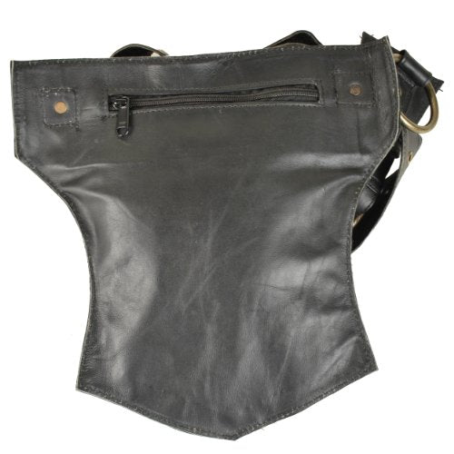 Black Leather Travel Belt, Fanny Pack with Gold Studs and Metal Grommets, for Men & Women, One Size Fits All, Perfect for ...