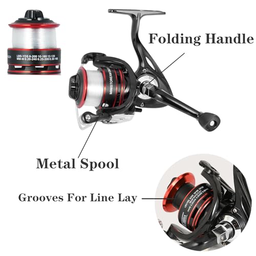 Carbon Fiber Fishing Pole Combo Set -2PACK 2.1m/6.89ft Spinning Reel, 57pcs Accessories Kit for Saltwater & Freshwater Fis...