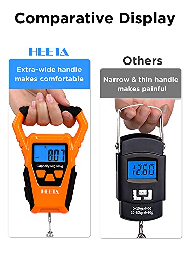 HEETA Waterproof Fish Scale Digital with Backlit LCD Display, 110lb/50kg Portable Hanging Scale Fishing Scale for Home and...
