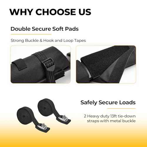 BougeRV 2.0 Soft Roof Rack Pads for Crossbars Protective, Water-Resistant Pads Surfboard Car Rack SUP Kayak Canoe Ladder Luggage Carrier, Universal for Cross Bars, Include 2 Endless Ratchet Straps
