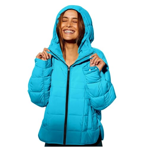 Canbebig Women's Quilted Lightweight Jackets Zip Up Puffer Hooded Jacket Long Sleeve Hoddie Jackets Winter Warm Padded Coat
