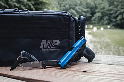 Smith & Wesson M&P Shield 6.8in Stainless Steel Assisted Opening Knife with 2.8in Tanto Blade and Rubberized Handle for Ou...
