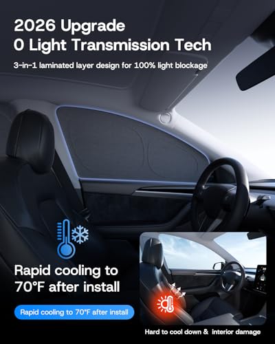 SUMK Universal Side Window Sunshade for Tesla Model Y (Juniper) Accessories [100% Sun Protection] Perfect Camping & Privac...