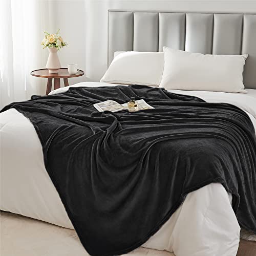 BEDELITE Fleece Blanket Black Throw Blankets for Couch & Bed, Luxury Plush Cozy Fuzzy Blanket 50x60 inches, Super Soft War...