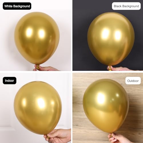 RUBFAC 135pcs Gold Balloons Different Sizes 18 12 10 5 Inch for Garland Arch, Latex Metallic Balloon for Birthday Graduati...