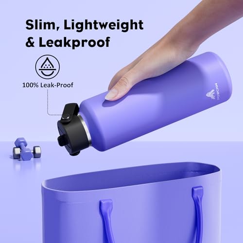 POWCAN 24 oz Travel Water Bottle: Leakproof, Cold for 24H, BPA-Free, Top Handle, Insulated Stainless Steel Water Bottle wi...