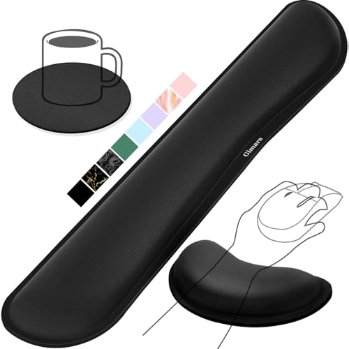 Gimars Upgrade Enlarge Silky and Superfine Fabric Gel Memory Foam Keyboard Wrist Rest Set, Ergonomic Keyboard Mouse Wrist ...