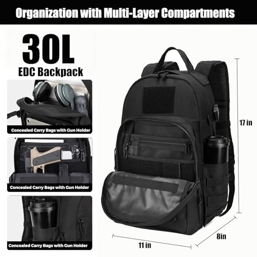 Miramrax Tactical Backpack for Men Military Backpacks with Holster Army 3 Days Assault Pack Bug Out Bag for Hiking Camping...