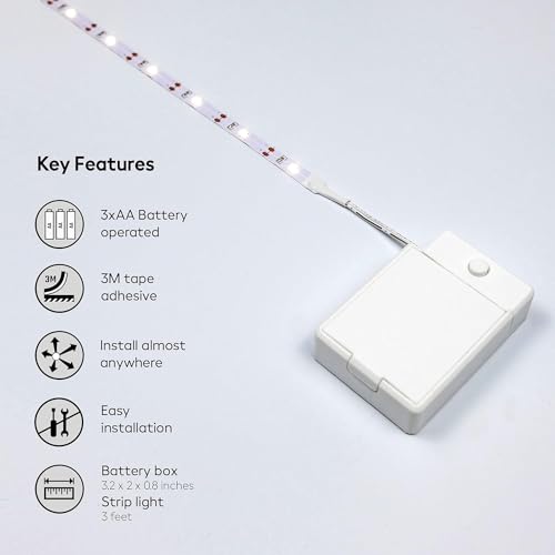 BestLuz Battery Powered LED Strip Lights, Wireless LED Strip Lights 40 inch x 3 Pack for Kitchen Under Cabinet Lighting, S...