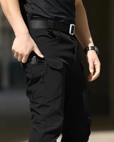 whox Men's Cargo Tactical Pants Work Hiking Trousers Waterproof Lightweight Elastic Waist for Travel with Pockets(No Belt)