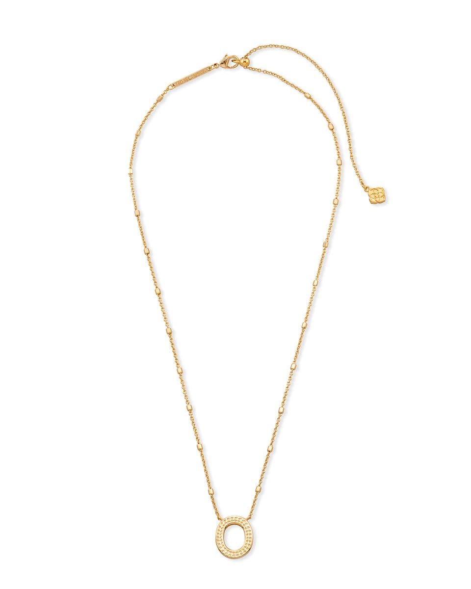 Kendra Scott Letter O Pendant Necklace for Women, Fashion Jewelry, 14k Gold-Plated Brass, Gold Metal, Letter O