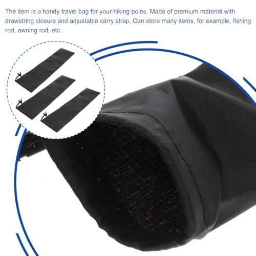 LIOOBO Tent Pole Bag 19inch Trekking Poles Carrying Bag Replacement Case for Walking Stick Black 3PCS