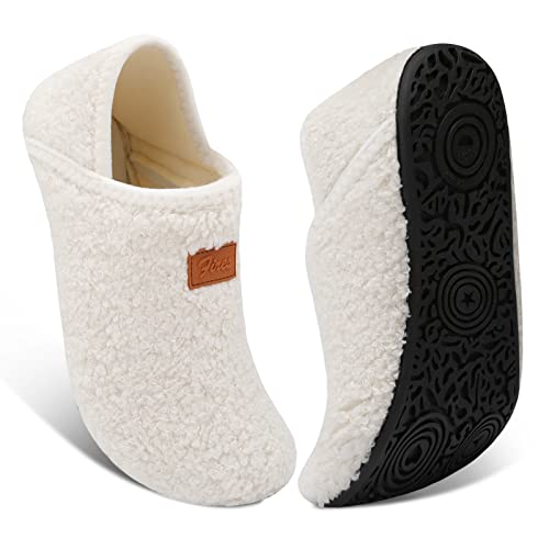 Fires Womens Mens Slippers with Rubber Sole Soft-Lightweight House Slipper Socks Around House Shoes Non Slip Indoor/Outdoor