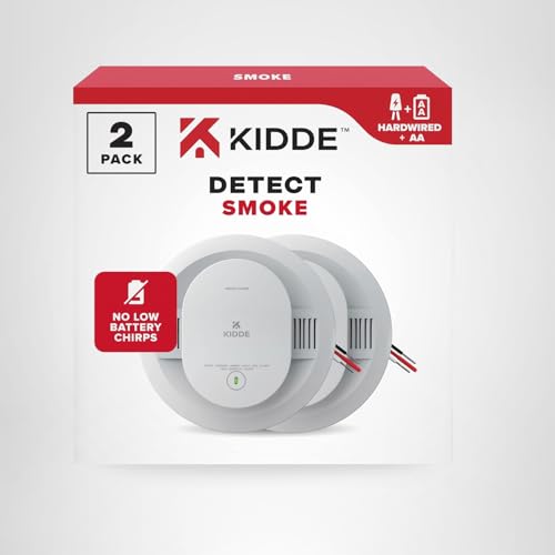 Kidde Hardwired Smoke Detector, AA Battery Backup, Interconnectable, LED Warning Light Indicators, 2 Pack