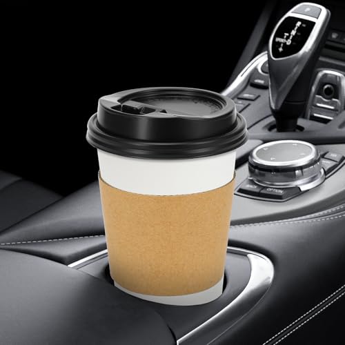 Lamosi 50 Pack 20 oz Disposable Coffee Cups with Lids and Sleeves, White To Go Leak-Proof Paper Cups for Picnics, Parties,...