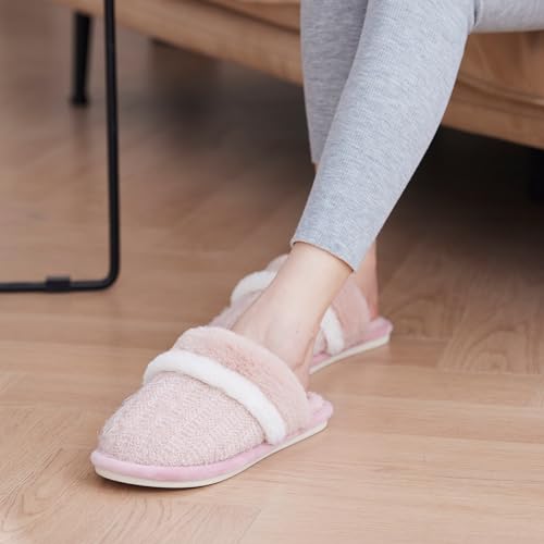 GOEWY Cozy Slippers for Women Indoor and Outdoor Fuzzy House Shoes with Memory Foam Anti-Skid Sole Gifts for Women Mom Ladies